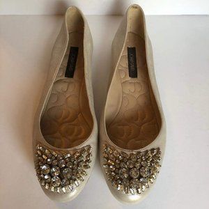 Joan and David Daeila Festive Gold Jewelled Flats